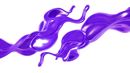 Splash of thick purple liquid. 3d illustration, 3d rendering.