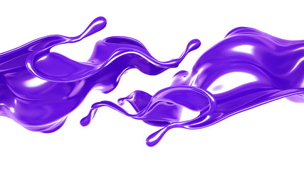 Splash of thick purple liquid. 3d illustration, 3d rendering.