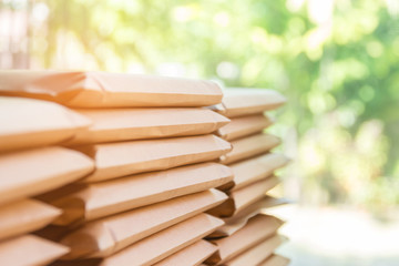 Stack of brown envelopes preparing the send.