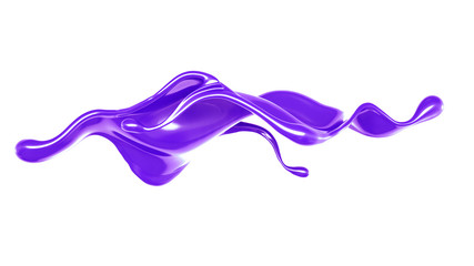 Splash of thick purple liquid. 3d illustration, 3d rendering.