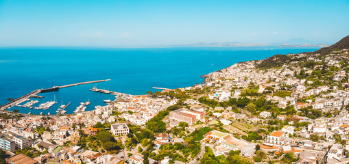 giant panorama of village at harbor from the drone viewgiant panorama of village at harbor from the drone view