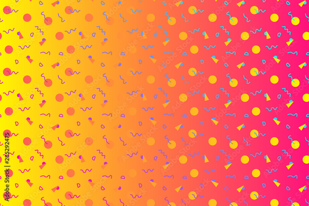 Aufkleber abstract background with 80s memphis geometics style pattern and vibrant psychedelic colors