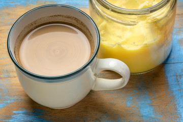 cup of fresh fatty coffee with ghee