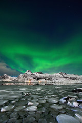 Aurora borealis over Norway lofotens