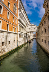 Canal with gondolas in Venice, Italy