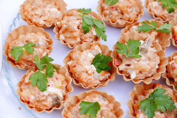 Beautiful tartlets on the table.