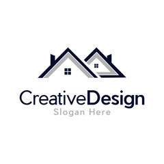 Real estate, house, building construction Logo design vector template. Modern minimalist line art for real estate, houses, hotels, 