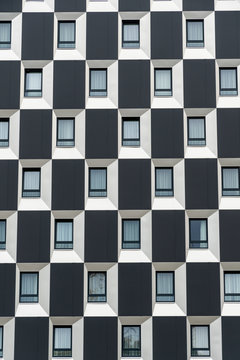 Close up view of monochrome  symmetrical building