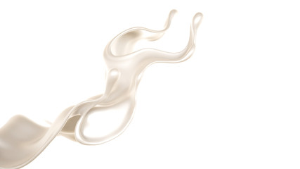 Splash of thick white liquid, milk. 3d illustration, 3d rendering.