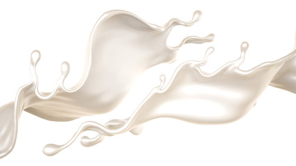 Splash of thick white liquid, milk. 3d illustration, 3d rendering.