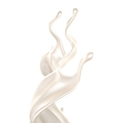 Splash of thick white liquid, milk. 3d illustration, 3d rendering.
