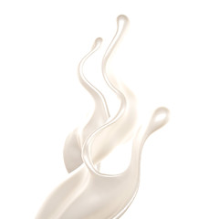 Splash of thick white liquid, milk. 3d illustration, 3d rendering.