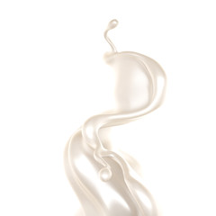 Obraz premium Splash of thick white liquid, milk. 3d illustration, 3d rendering.