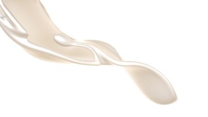 Splash of thick white liquid, milk. 3d illustration, 3d rendering.