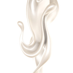 Splash of thick white liquid, milk. 3d illustration, 3d rendering.