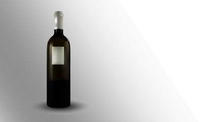 Old vintage bottle of wine isolated with blank label mock-up template
