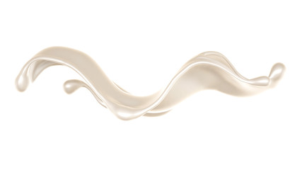 Splash of thick white liquid, milk. 3d illustration, 3d rendering.