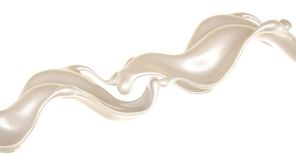 Splash of thick white liquid, milk. 3d illustration, 3d rendering.