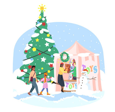Christmas market flat illustration