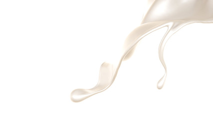 Splash of thick white liquid, milk. 3d illustration, 3d rendering.