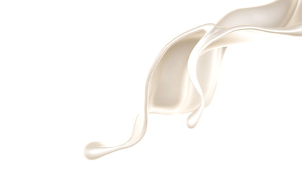 Splash of thick white liquid, milk. 3d illustration, 3d rendering.