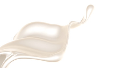 Splash of thick white liquid, milk. 3d illustration, 3d rendering.