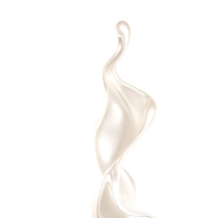 Splash of thick white liquid, milk. 3d illustration, 3d rendering.