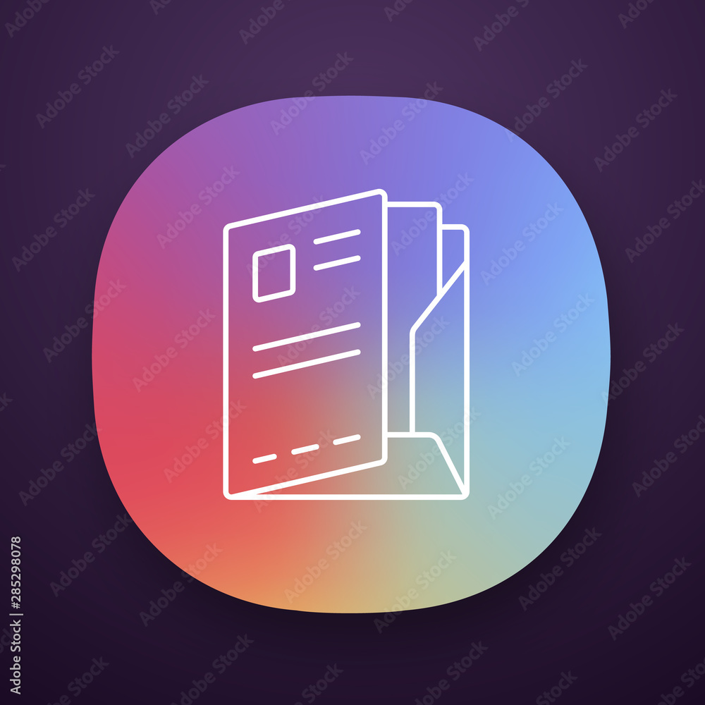 Poster document folder, paper case app icon. ui/ux user interface. web or mobile application. portfolio vec
