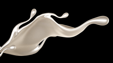 Splash of thick white liquid, milk. 3d illustration, 3d rendering.