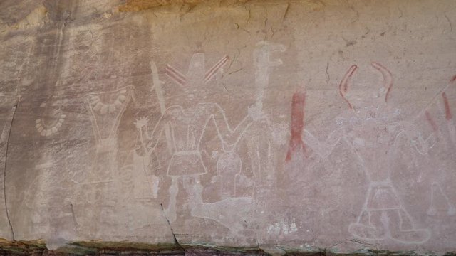 The head hunter petroglyph panel at McConkie Ranch in Utah.