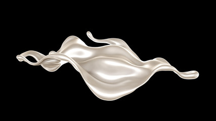 Splash of thick white liquid, milk. 3d illustration, 3d rendering.