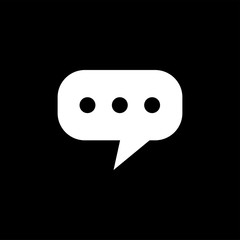 Speech Bubble Icon On Black Background. Black Flat Style Vector Illustration