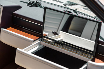 Vintage old car interior detail - mirror