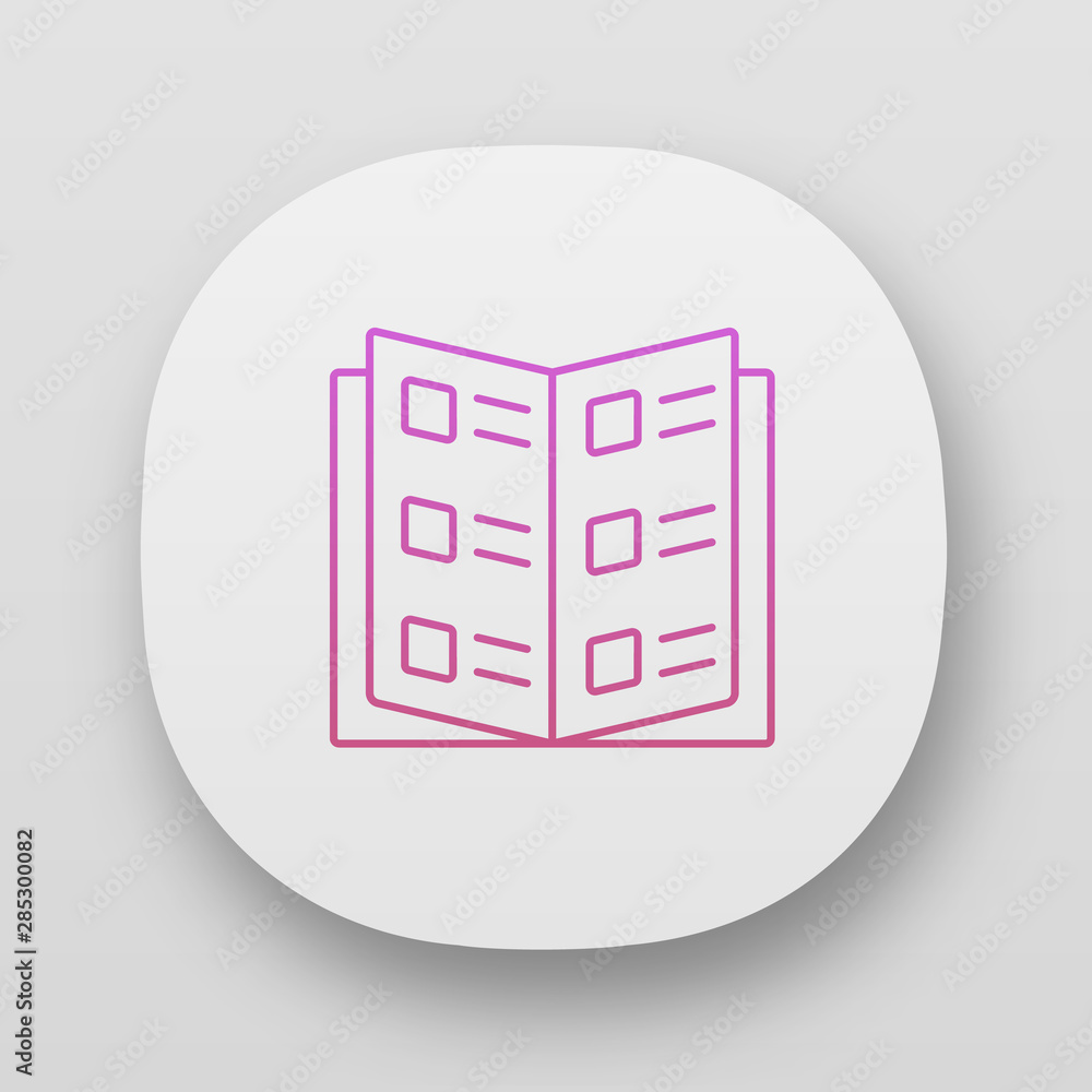 Poster reference book, business catalog app icon. ui/ux user interface. web or mobile application. catalogu