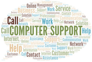 Computer Support word cloud vector made with text only.