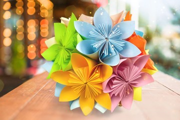 Colorful Flower Origami - isolated image