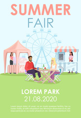 Summer fair brochure template. Outdoor cafe, market stalls flyer, booklet, leaflet concept with flat illustrations. Festival, city event. Vector page layout for magazine. Advertising invitation