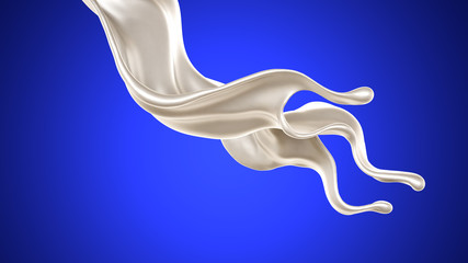 Splash of thick white liquid, milk. 3d illustration, 3d rendering.