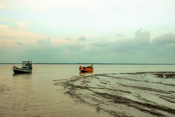 fishing in ganges in the evening