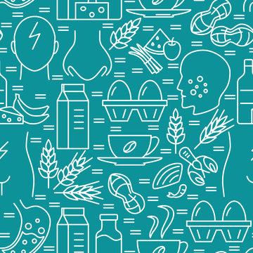 Food Intolerance Seamless Pattern In Line Style