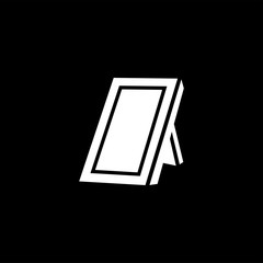 Photo Frame Icon On Black Background. Black Flat Style Vector Illustration.