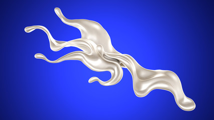 Splash of thick white liquid, milk. 3d illustration, 3d rendering.