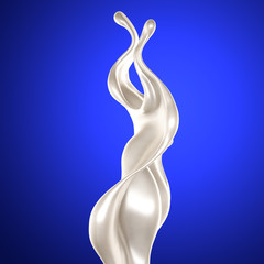 Splash of thick white liquid, milk. 3d illustration, 3d rendering.