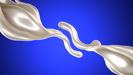 Splash of thick white liquid, milk. 3d illustration, 3d rendering.