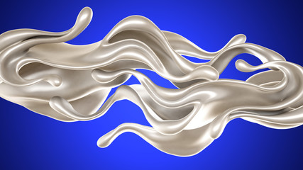 Splash of thick white liquid, milk. 3d illustration, 3d rendering.