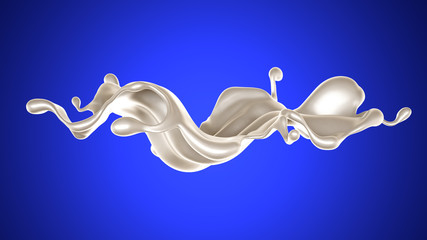 Obraz na płótnie Canvas Splash of thick white liquid, milk. 3d illustration, 3d rendering.