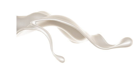 Splash of thick white liquid, milk. 3d illustration, 3d rendering.