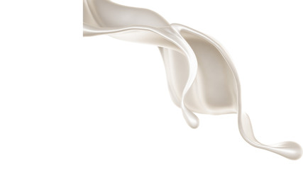 Splash of thick white liquid, milk. 3d illustration, 3d rendering.