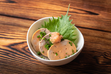 japanese Ankimo, monkfish liver with ponzu sauce