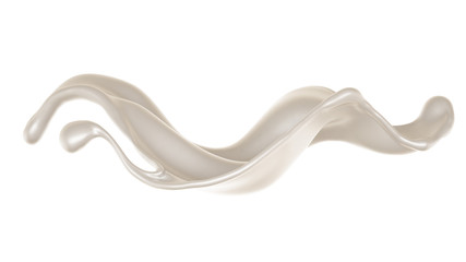 Splash of thick white liquid, milk. 3d illustration, 3d rendering.